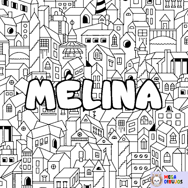 Coloración del nombre M&Eacute;LINA - decorado ciudad