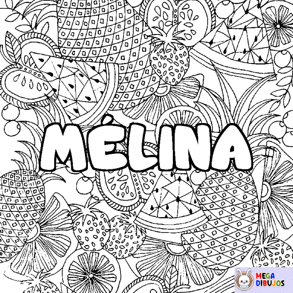 Coloración del nombre M&Eacute;LINA - decorado mandala de frutas