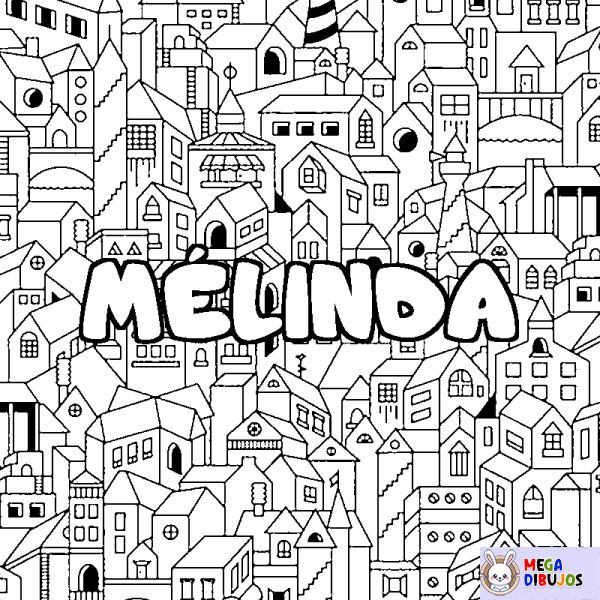 Coloración del nombre M&Eacute;LINDA - decorado ciudad