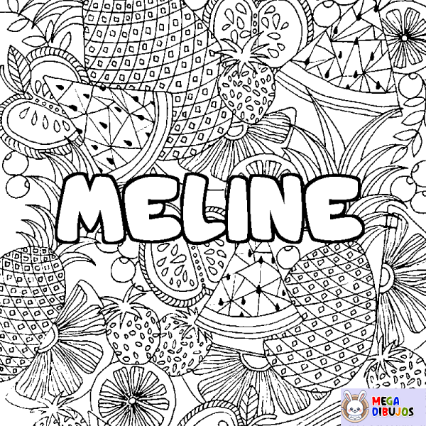 Coloración del nombre MELINE - decorado mandala de frutas