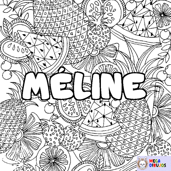 Coloración del nombre M&Eacute;LINE - decorado mandala de frutas