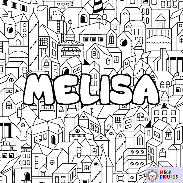 Coloración del nombre MELISA - decorado ciudad