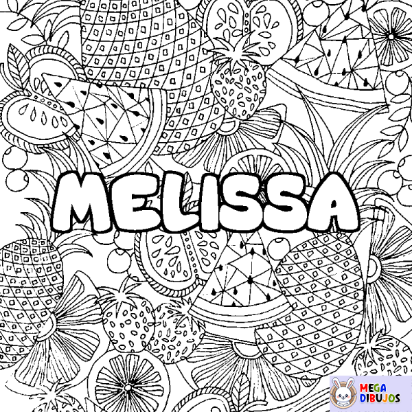 Coloración del nombre MELISSA - decorado mandala de frutas