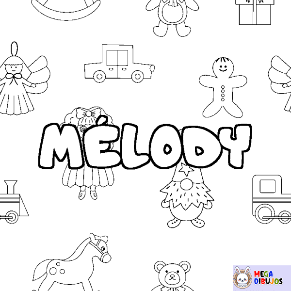 Coloración del nombre M&Eacute;LODY - decorado juguetes