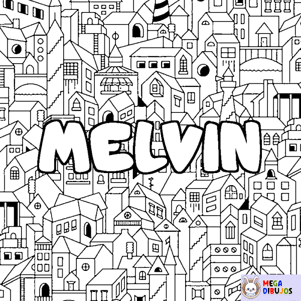 Coloración del nombre MELVIN - decorado ciudad