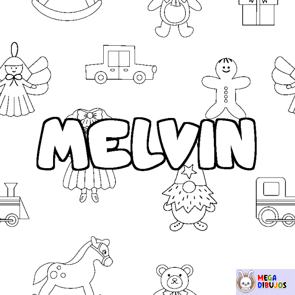 Coloración del nombre MELVIN - decorado juguetes