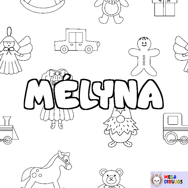 Coloración del nombre M&Eacute;LYNA - decorado juguetes