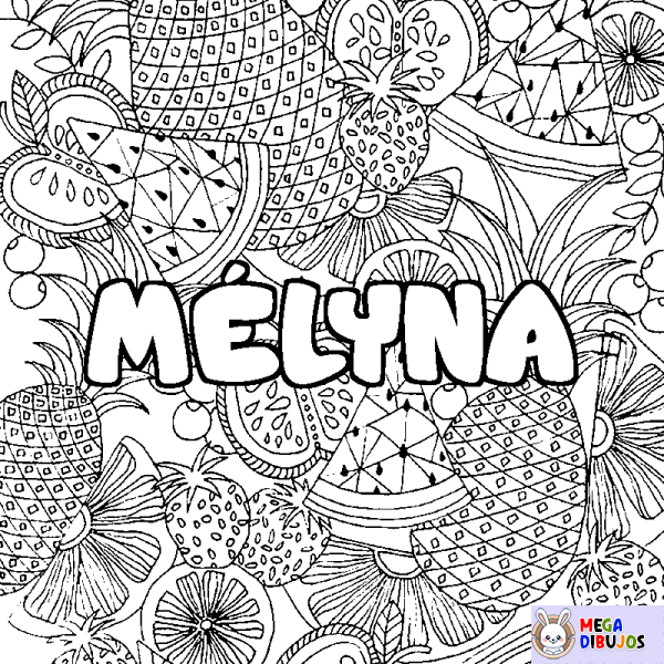 Coloración del nombre M&Eacute;LYNA - decorado mandala de frutas