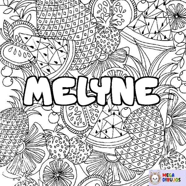 Coloración del nombre MELYNE - decorado mandala de frutas