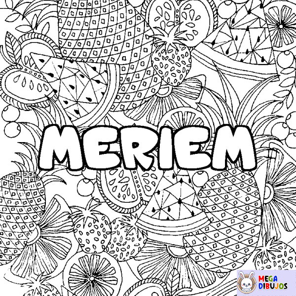 Coloración del nombre MERIEM - decorado mandala de frutas