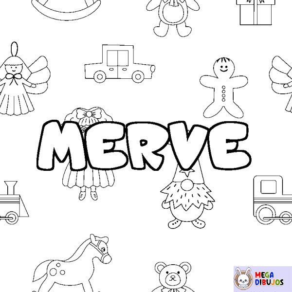 Coloración del nombre MERVE - decorado juguetes