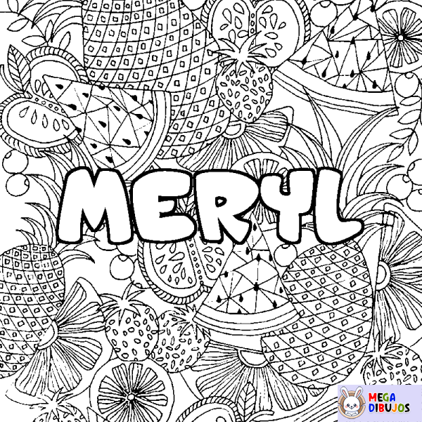 Coloración del nombre MERYL - decorado mandala de frutas