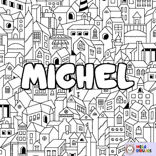 Coloración del nombre MICHEL - decorado ciudad