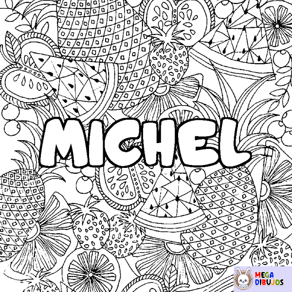 Coloración del nombre MICHEL - decorado mandala de frutas