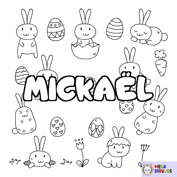 Coloración del nombre MICKA&Euml;L - decorado Pascua