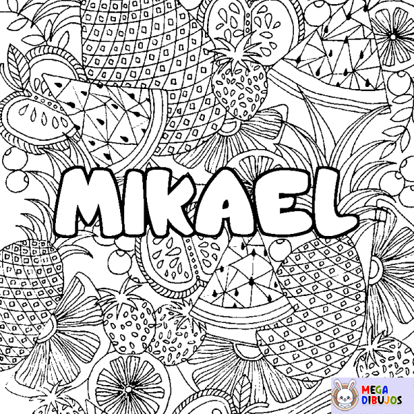 Coloración del nombre MIKAEL - decorado mandala de frutas