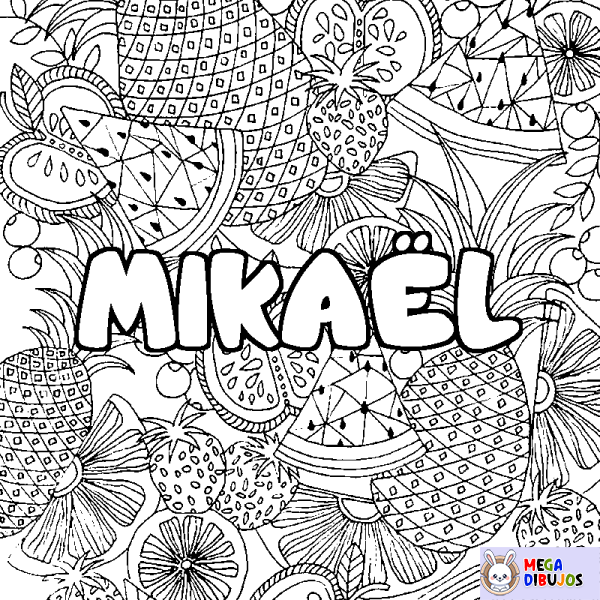 Coloración del nombre MIKA&Euml;L - decorado mandala de frutas