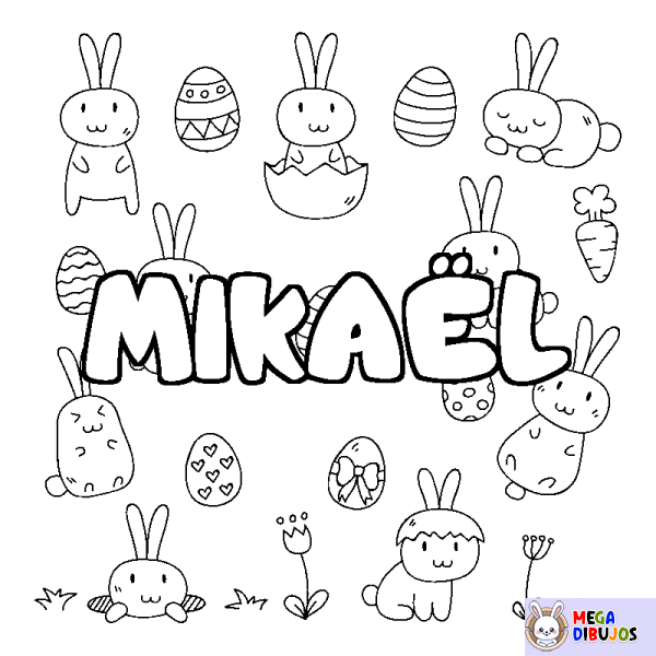 Coloración del nombre MIKA&Euml;L - decorado Pascua