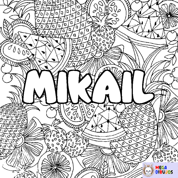 Coloración del nombre MIKAIL - decorado mandala de frutas