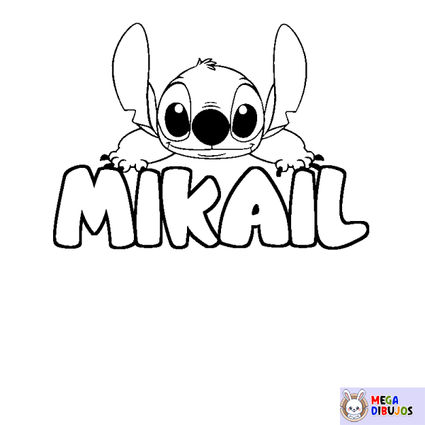 Coloración del nombre MIKAIL - decorado Stitch