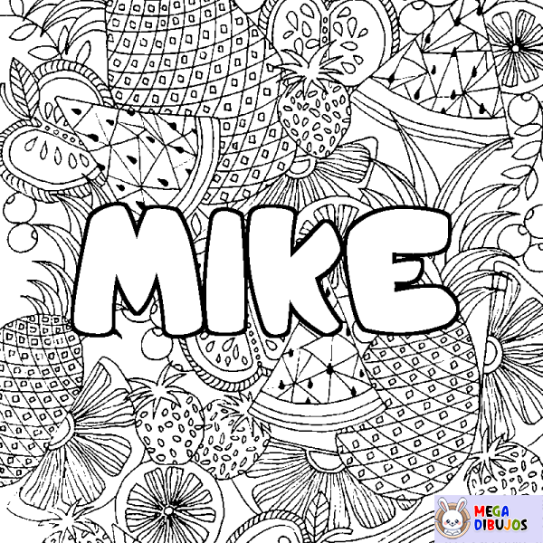 Coloración del nombre MIKE - decorado mandala de frutas