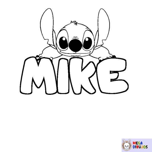 Coloración del nombre MIKE - decorado Stitch