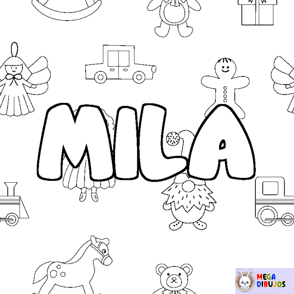 Coloración del nombre MILA - decorado juguetes