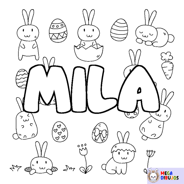 Coloración del nombre MILA - decorado Pascua