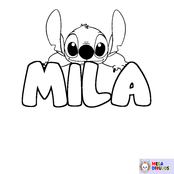 Coloración del nombre MILA - decorado Stitch