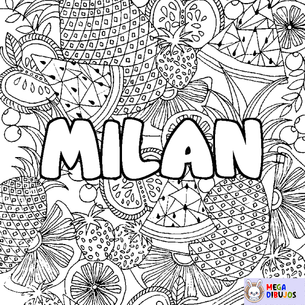 Coloración del nombre MILAN - decorado mandala de frutas