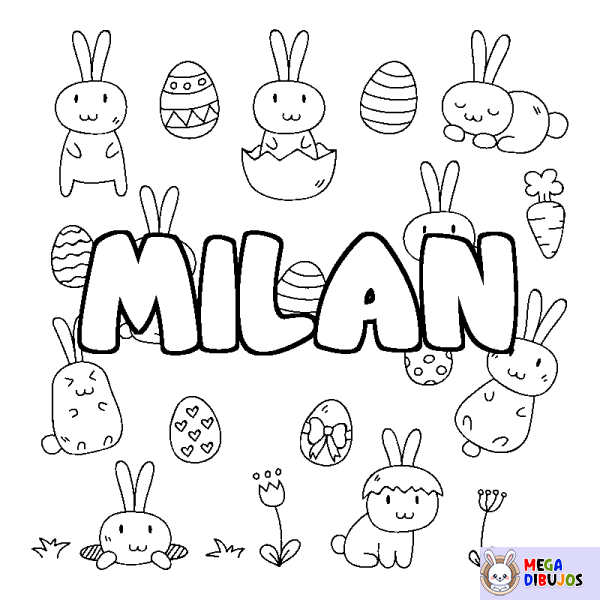 Coloración del nombre MILAN - decorado Pascua