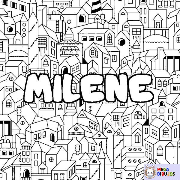 Coloración del nombre MILENE - decorado ciudad