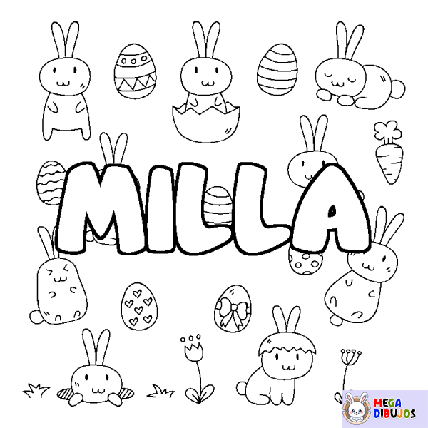 Coloración del nombre MILLA - decorado Pascua