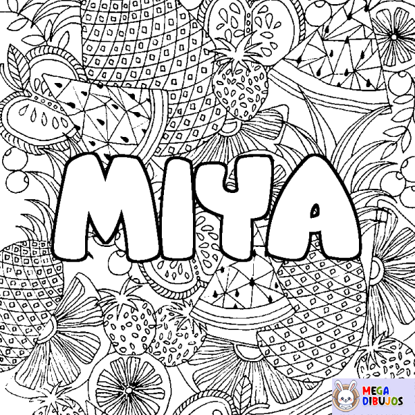 Coloración del nombre MIYA - decorado mandala de frutas