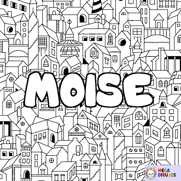 Coloración del nombre MOISE - decorado ciudad