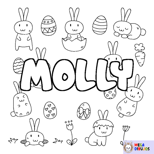 Coloración del nombre MOLLY - decorado Pascua