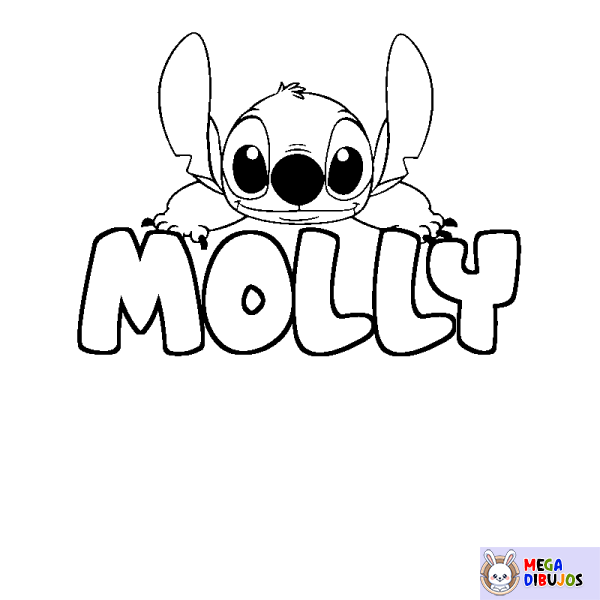 Coloración del nombre MOLLY - decorado Stitch