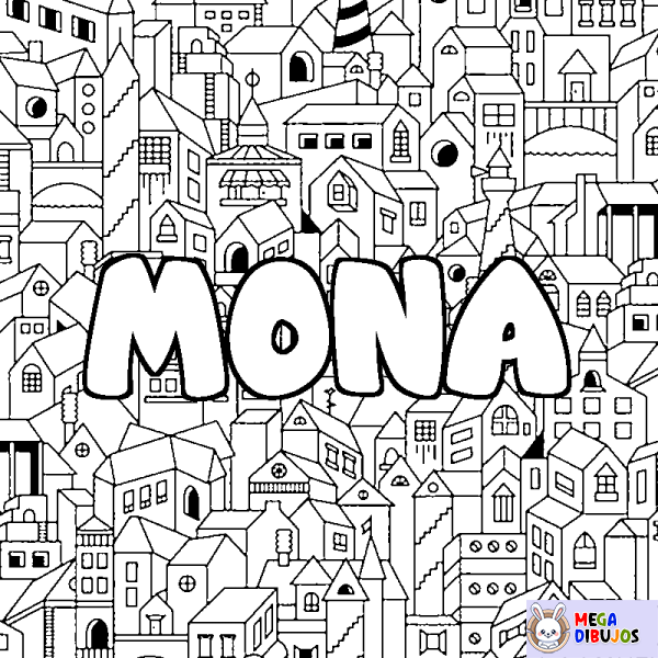 Coloración del nombre MONA - decorado ciudad