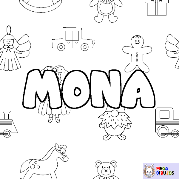 Coloración del nombre MONA - decorado juguetes