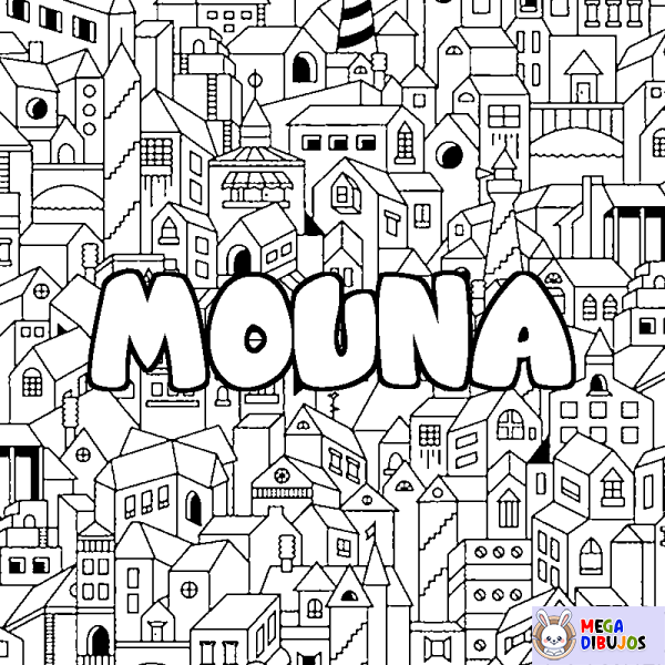 Coloración del nombre MOUNA - decorado ciudad