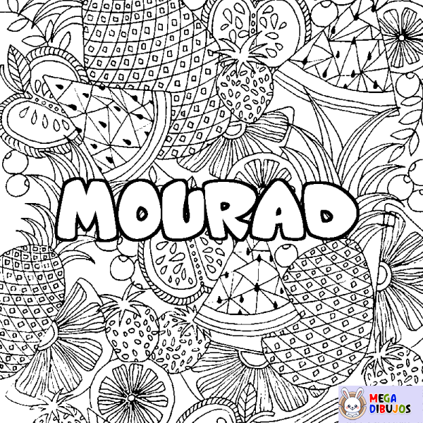 Coloración del nombre MOURAD - decorado mandala de frutas