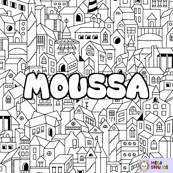 Coloración del nombre MOUSSA - decorado ciudad