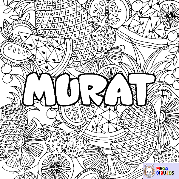 Coloración del nombre MURAT - decorado mandala de frutas