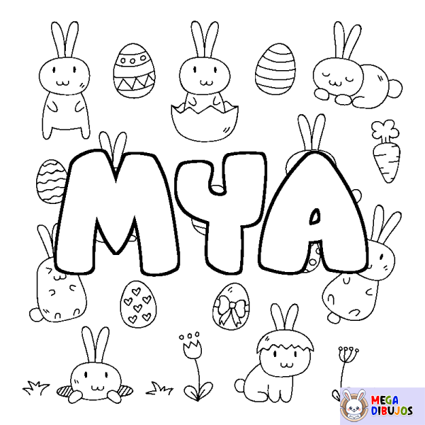 Coloración del nombre MYA - decorado Pascua