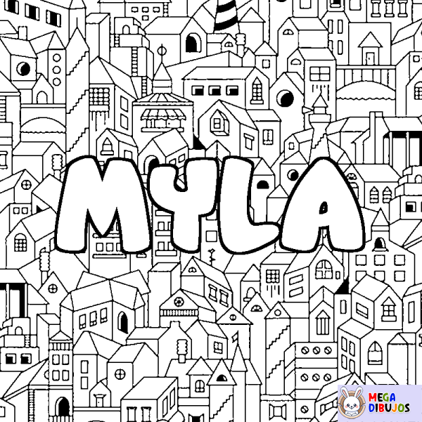 Coloración del nombre MYLA - decorado ciudad