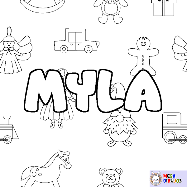 Coloración del nombre MYLA - decorado juguetes