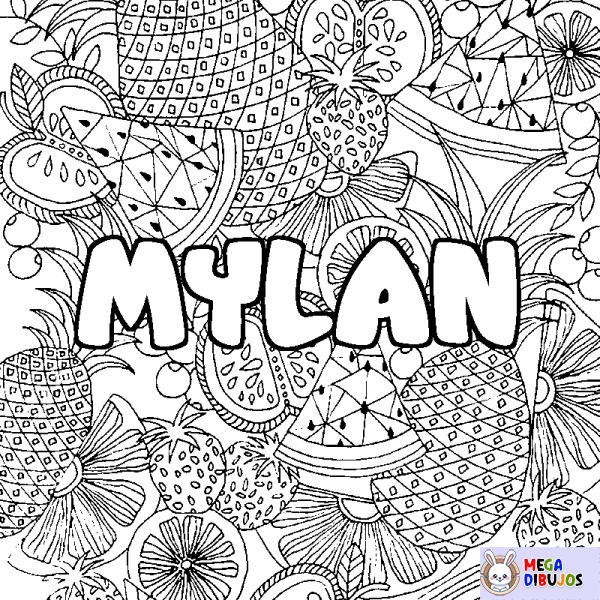 Coloración del nombre MYLAN - decorado mandala de frutas