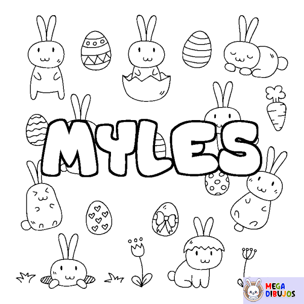 Coloración del nombre MYLES - decorado Pascua