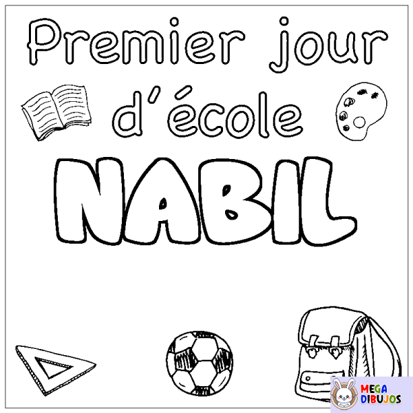 Coloración del nombre NABIL - decorado primer d&iacute;a de escuela