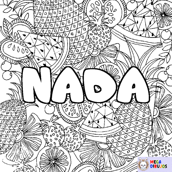 Coloración del nombre NADA - decorado mandala de frutas